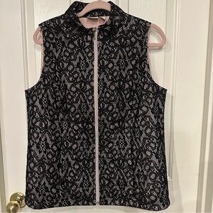 Zenergy By Chico's Women's M Sheer Vest Black Lace Light Pink Fairy Whimsigoth